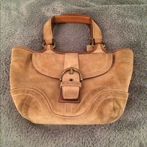 Coach Tan Suede Buckle Bag